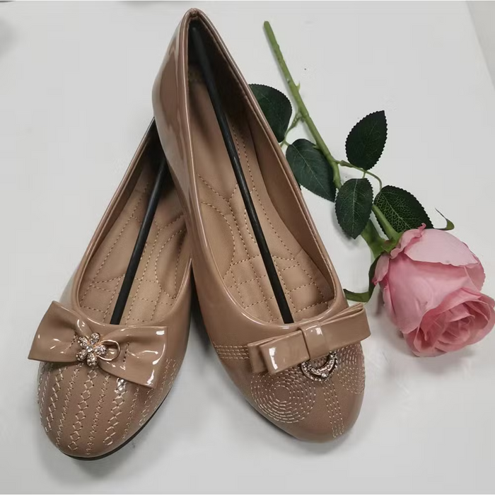 Women's Ballet Flats with Bow Detail and Cushioned Insole