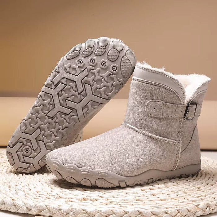 Women's Fleece-Lined Ankle Boots with Buckle Detail