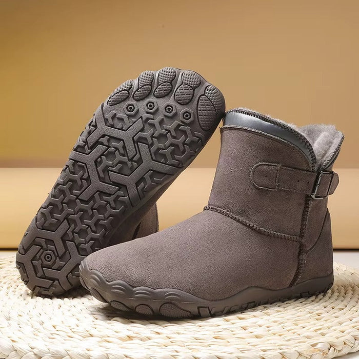 Women's Fleece-Lined Ankle Boots with Buckle Detail