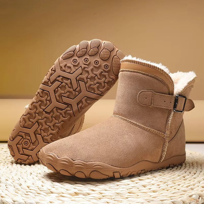 Women's Fleece-Lined Ankle Boots with Buckle Detail