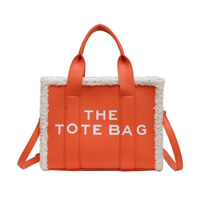 Women's Sherpa-Trim Tote Bag with Crossbody Strap