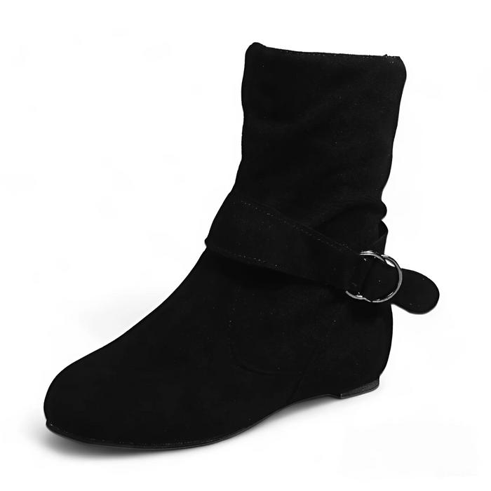 Women's Slouchy Ankle Boots with Side Zipper Round Toe
