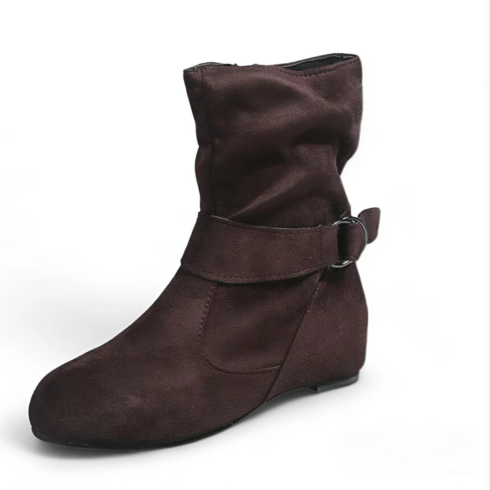 Women's Slouchy Ankle Boots with Side Zipper Round Toe