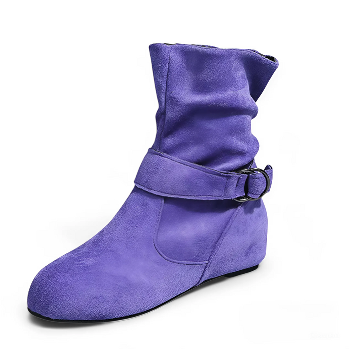 Women's Slouchy Ankle Boots with Side Zipper Round Toe