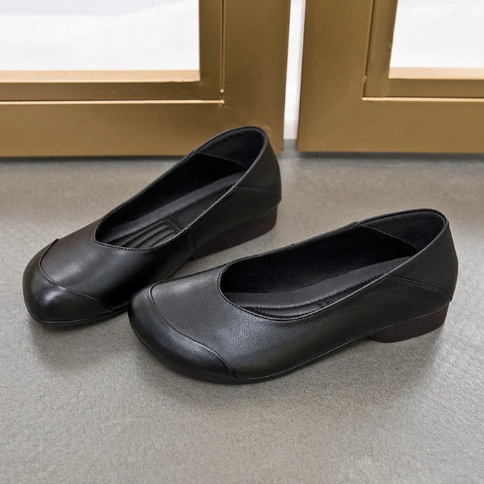 Women's Round Toe Ballet Flats with Low Wedge Heel